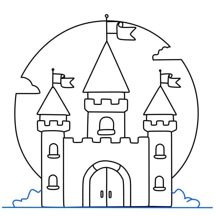 Hướng dẫn cách vẽ tòa lâu đài đơn giản - Bước 6