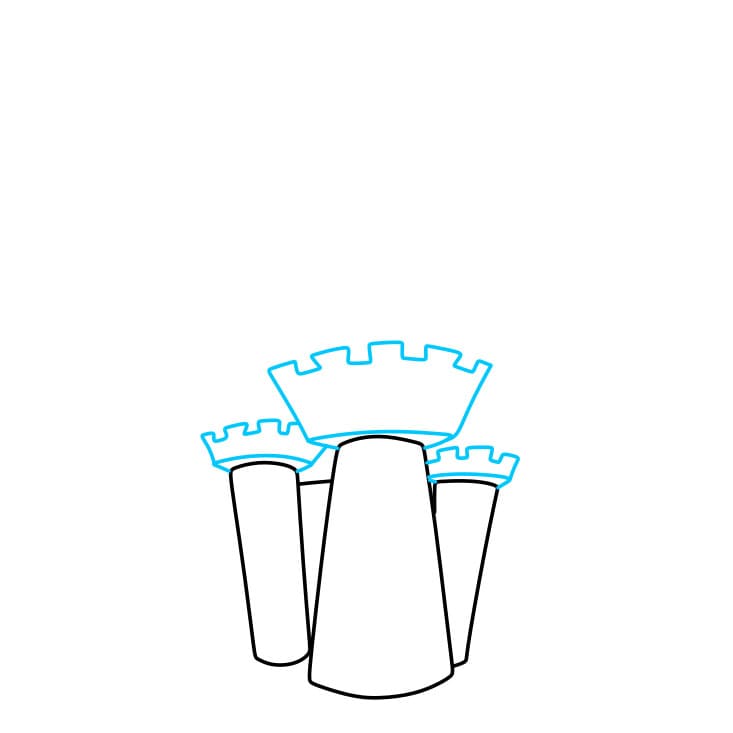 Hướng dẫn cách vẽ lâu đài chi tiết từng bước cho bé - Bước 2