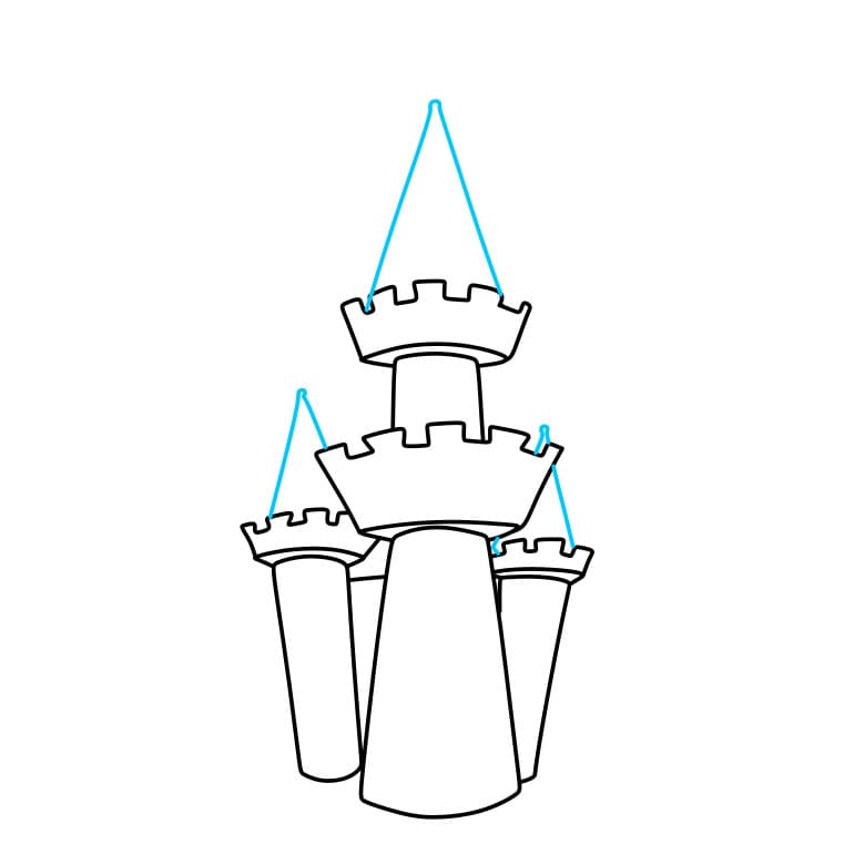 Hướng dẫn cách vẽ lâu đài chi tiết từng bước cho bé - Bước 3