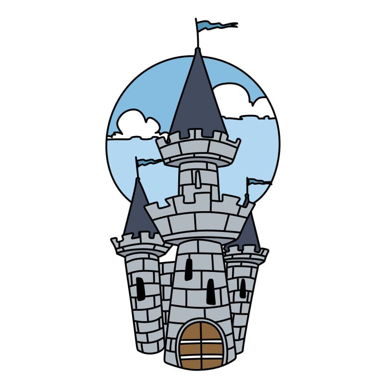 Hướng dẫn cách vẽ lâu đài chi tiết từng bước cho bé