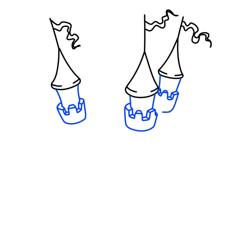 Hướng dẫn cách vẽ tòa lâu đài giữa hồ nước - Bước 2