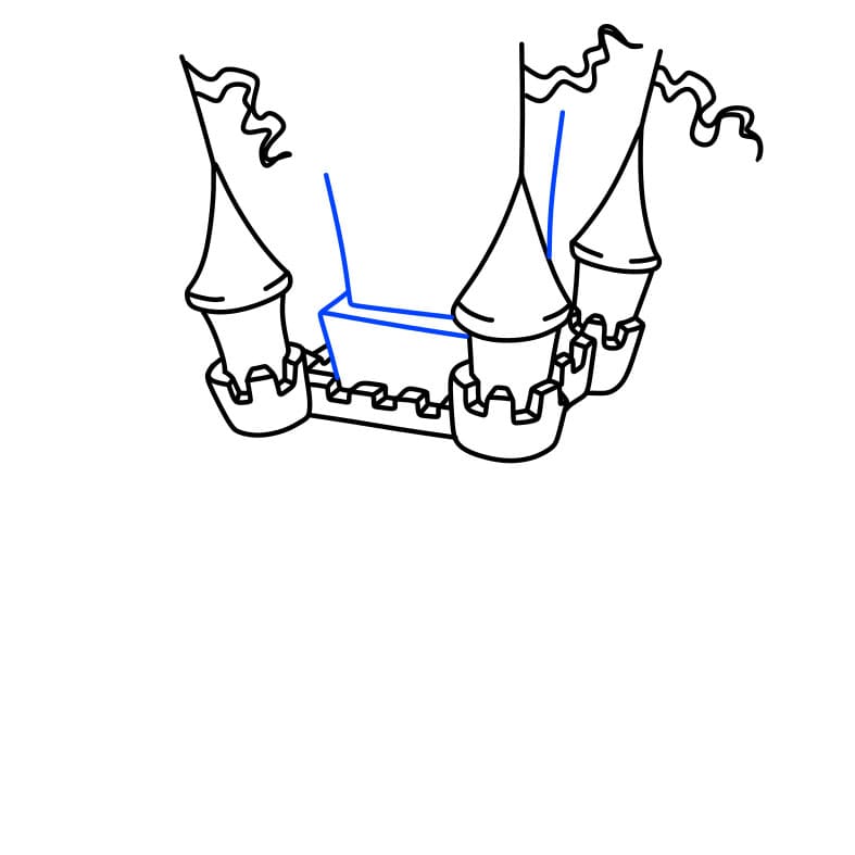 Hướng dẫn cách vẽ tòa lâu đài giữa hồ nước - Bước 3