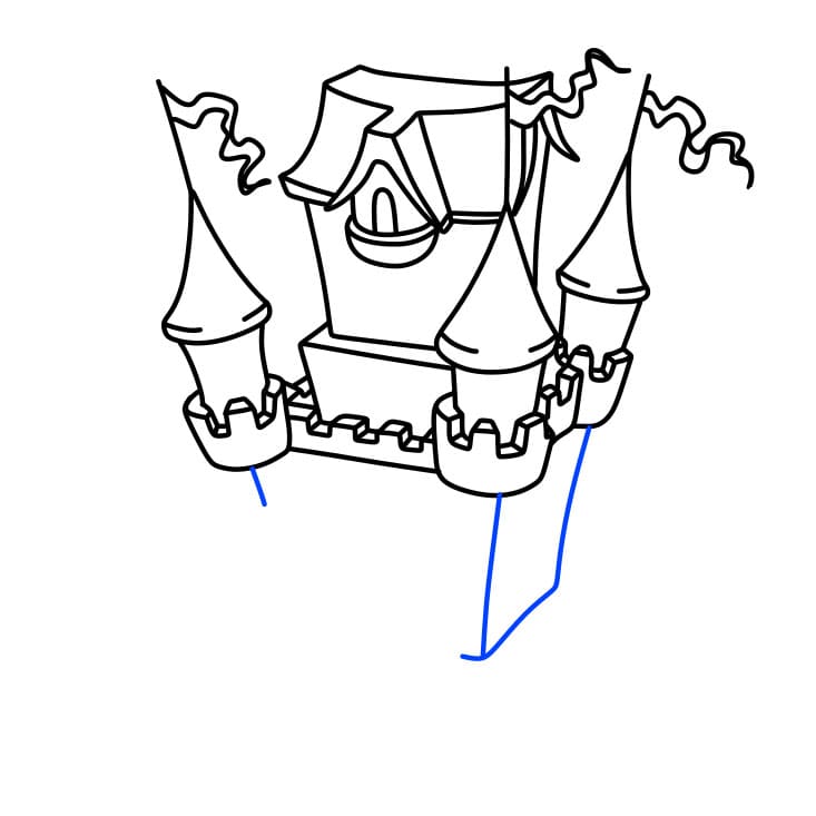 Hướng dẫn cách vẽ tòa lâu đài giữa hồ nước - Bước 4