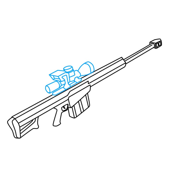 Cách vẽ một khẩu súng Barrett đơn giản và đẹp cho bé - Bước 7