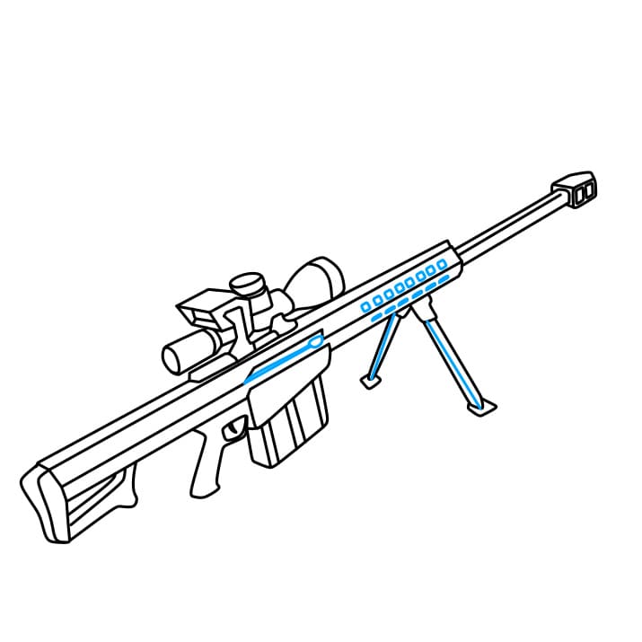 Cách vẽ một khẩu súng Barrett đơn giản và đẹp cho bé - Bước 9