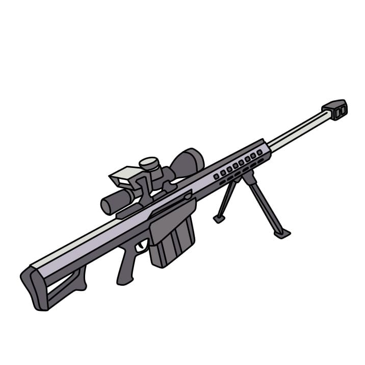 Cách vẽ một khẩu súng Barrett đơn giản và đẹp cho bé