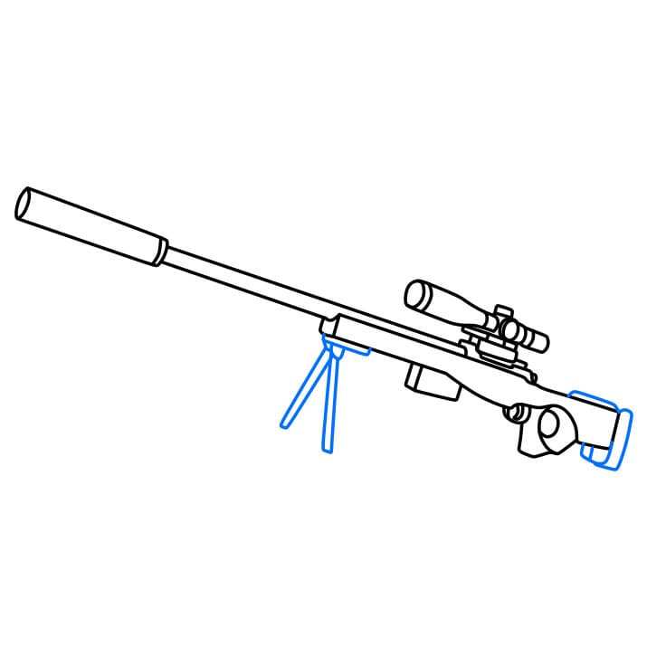 Cách vẽ một khẩu súng AWM đơn giản và đẹp cho bé - Bước 7