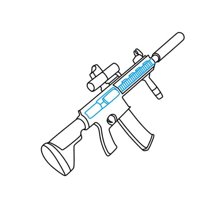 Cách vẽ một khẩu súng M416 đơn giản và đẹp cho bé - Bước 9