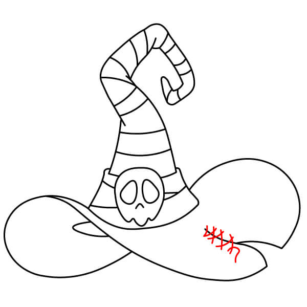 Các bước đơn giản vẽ một chiếc mũ phù thủy kỳ diệu dành cho trẻ em - Bước 7