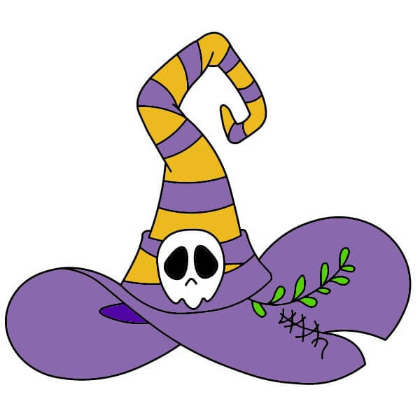 Các bước đơn giản vẽ một chiếc mũ phù thủy kỳ diệu dành cho trẻ em - Bước 9