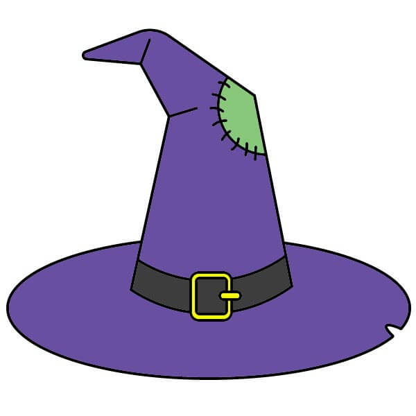Hướng dẫn vẽ mũ phù thủy đơn giản cho lễ Halloween - Bước 6