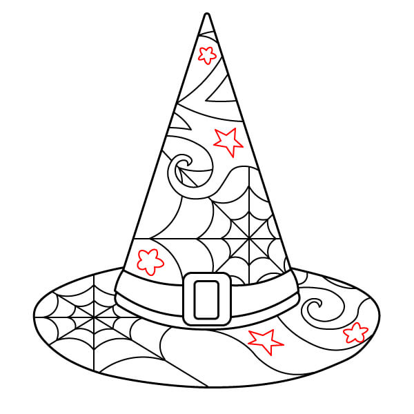 Hướng dẫn vẽ mũ phù thủy vui nhộn - Bước 7