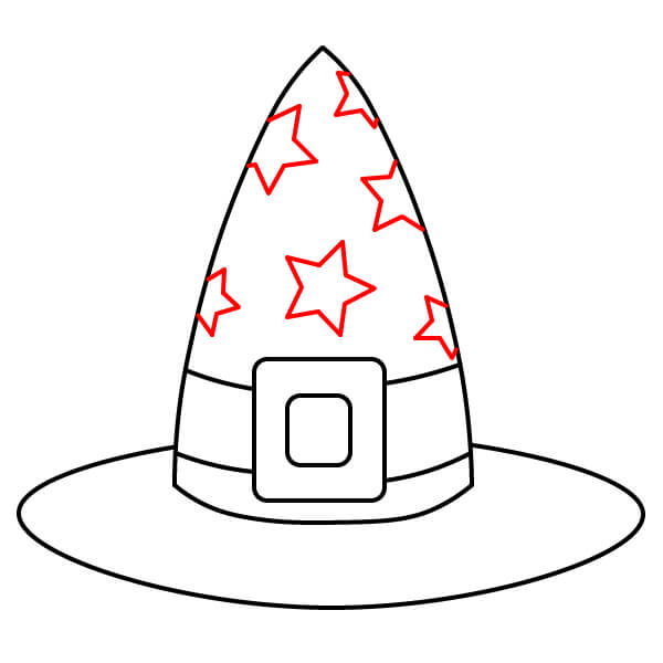 Hướng dẫn vẽ mũ phù thủy đầy sao - Bước 5