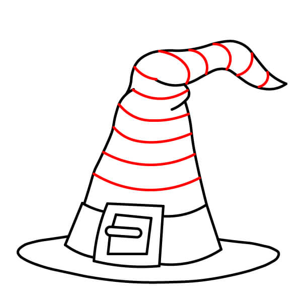 Học cách vẽ mũ phù thủy sọc có hình con nhện - Bước 5