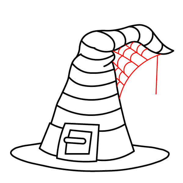 Học cách vẽ mũ phù thủy sọc có hình con nhện - Bước 6