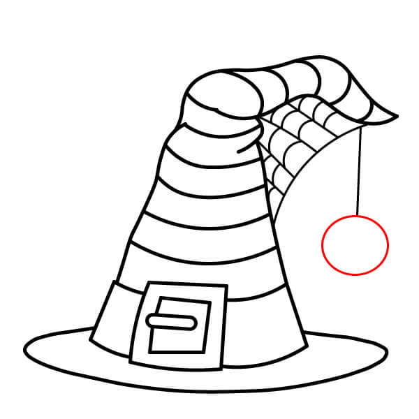 Học cách vẽ mũ phù thủy sọc có hình con nhện - Bước 7