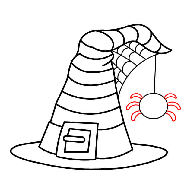 Học cách vẽ mũ phù thủy sọc có hình con nhện - Bước 8
