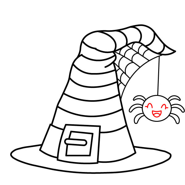 Học cách vẽ mũ phù thủy sọc có hình con nhện - Bước 9