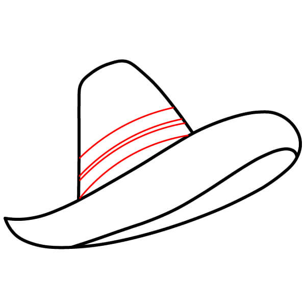 Hướng dẫn vẽ một chiếc mũ Sombrero đầy màu sắc - Thêm các dải trang trí