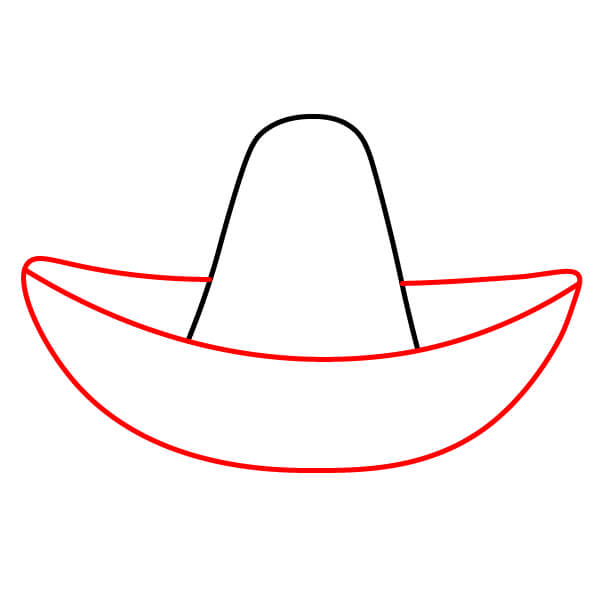 Hướng dẫn vẽ mũ Sombrero từng bước cho trẻ em - Vành mũ