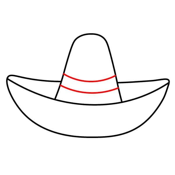 Hướng dẫn vẽ mũ Sombrero từng bước cho trẻ em - Các đường viền trên chóp mũ