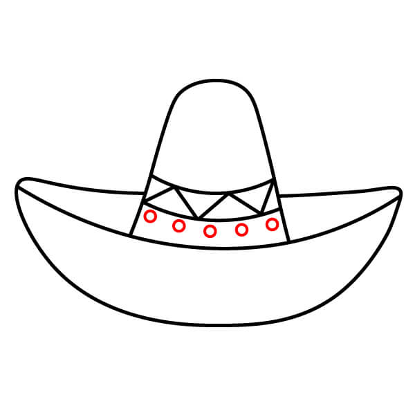 Hướng dẫn vẽ mũ Sombrero từng bước cho trẻ em - Lỗ xỏ dây trên dải viền
