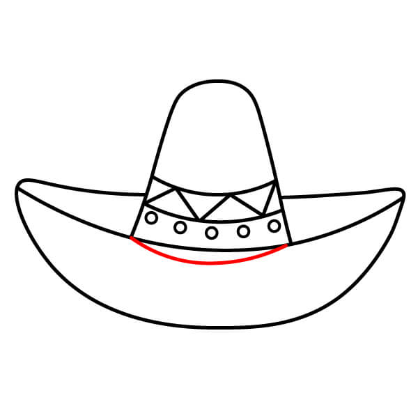 Hướng dẫn vẽ mũ Sombrero từng bước cho trẻ em - Chi tiết cạnh dưới của dải viền