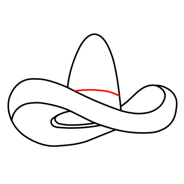 Hướng dẫn vẽ mũ Sombrero đơn giản dành cho các họa sĩ trẻ - Phần đế của dải trang trí trên chóp mũ