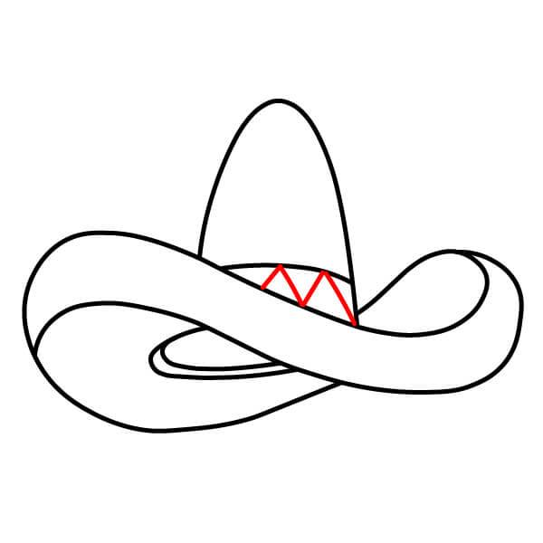 Hướng dẫn vẽ mũ Sombrero đơn giản dành cho các họa sĩ trẻ - Họa tiết zigzag trên dải trang trí trên chóp mũ