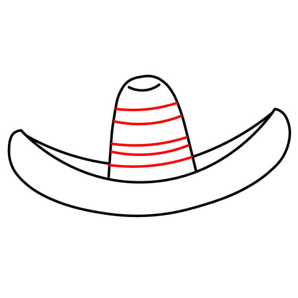 Cách vẽ mũ Sombrero Mexico thú vị dành cho trẻ em - Các đường kẻ trên chóp mũ