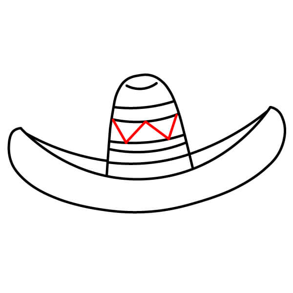 Cách vẽ mũ Sombrero Mexico thú vị dành cho trẻ em - Họa tiết zigzag trên chóp mũ
