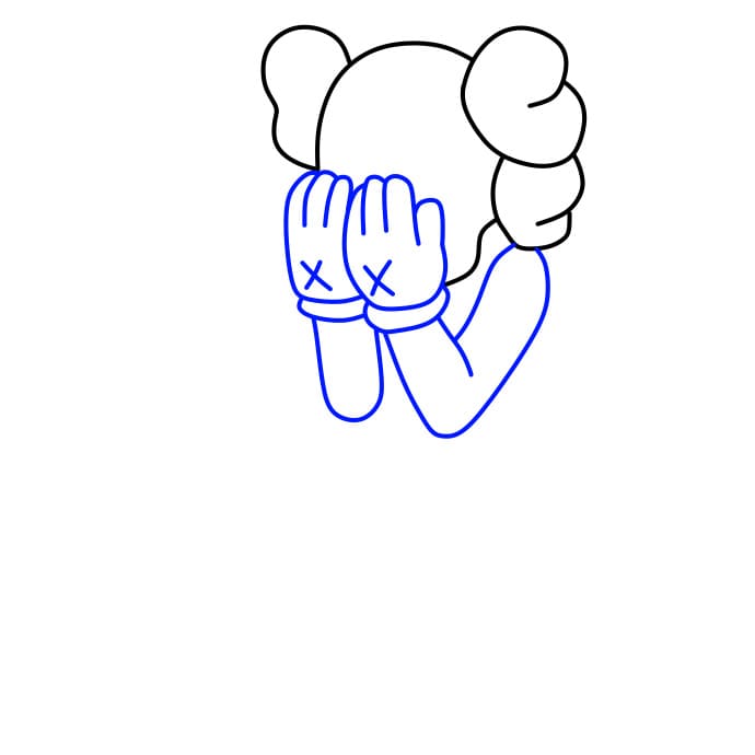 Hướng dẫn cách vẽ nhân vật Kaws màu hồng đáng yêu - Bước 3