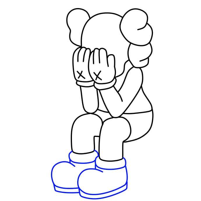 Hướng dẫn cách vẽ nhân vật Kaws màu hồng đáng yêu - Bước 5