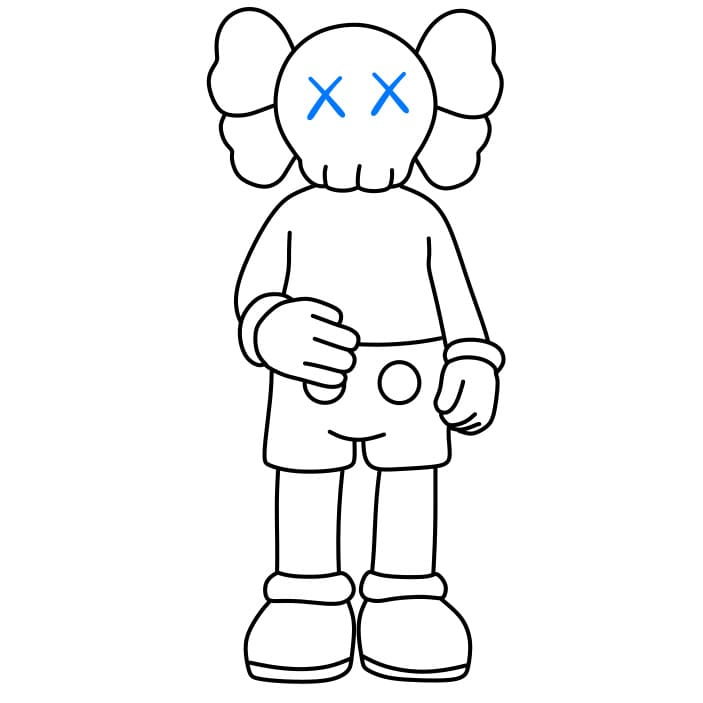 Hướng dẫn cách vẽ nhân vật Kaws chi tiết từng bước cho bé - Bước 6