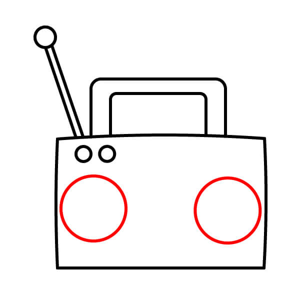 Hướng dẫn vẽ radio hoạt hình đơn giản dành cho người mới bắt đầu - Phác thảo loa