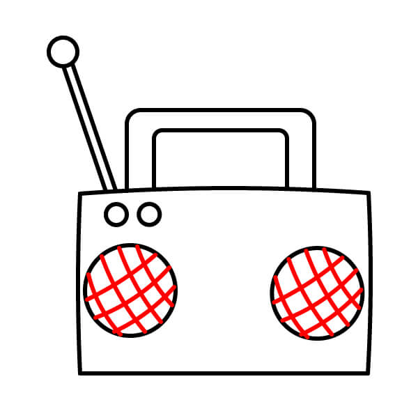 Hướng dẫn vẽ radio hoạt hình đơn giản dành cho người mới bắt đầu - Chi tiết loa