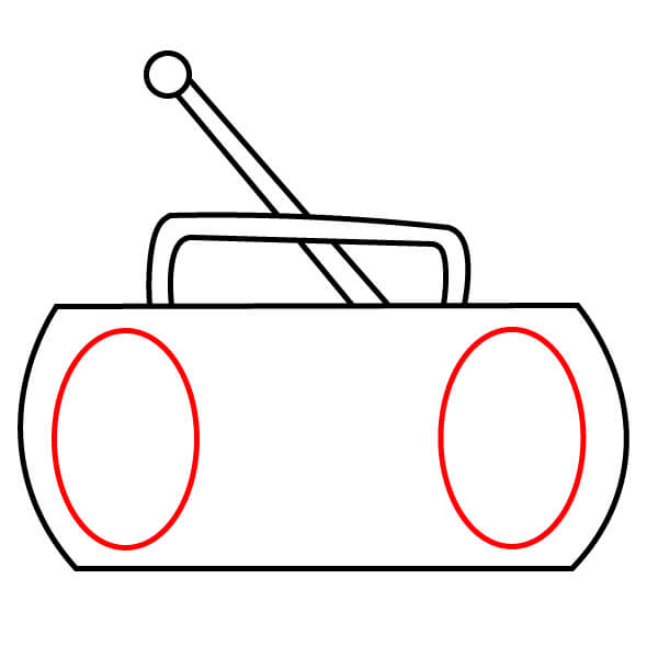 Hướng dẫn vẽ radio đơn giản dành cho trẻ em - Phác thảo loa