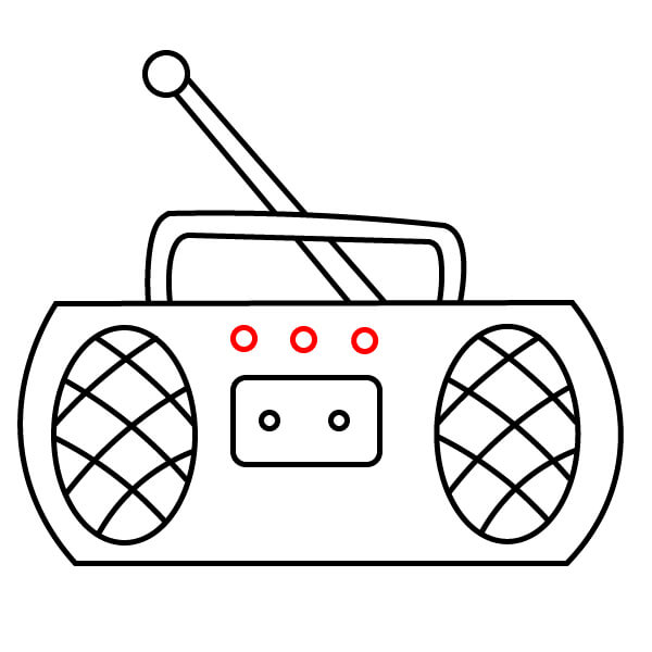 Hướng dẫn vẽ radio đơn giản dành cho trẻ em - Thêm nút điều khiển phía trên