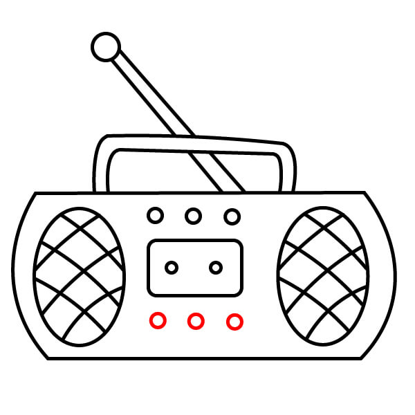 Hướng dẫn vẽ radio đơn giản dành cho trẻ em - Thêm nút điều khiển phía dưới