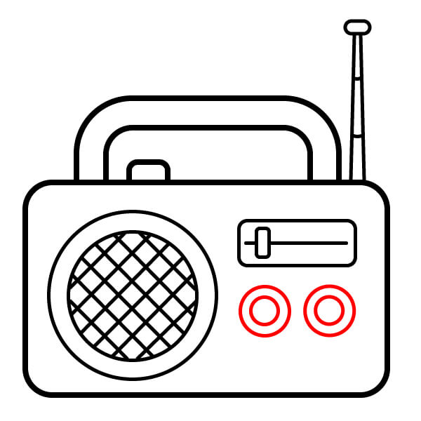 Bài học vẽ radio đơn giản với màu sắc dành cho trẻ em - Thêm nút điều khiển