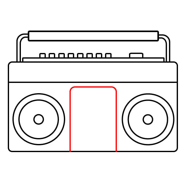 Hướng dẫn từng bước vẽ radio dành cho họa sĩ trẻ - Vẽ cửa băng cassette/màn hình trung tâm