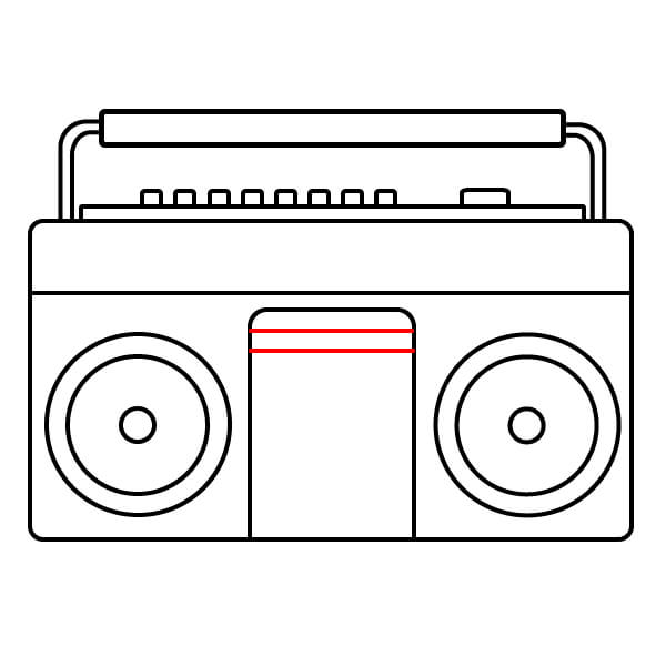 Hướng dẫn từng bước vẽ radio dành cho họa sĩ trẻ - Thêm chi tiết cho cửa băng cassette