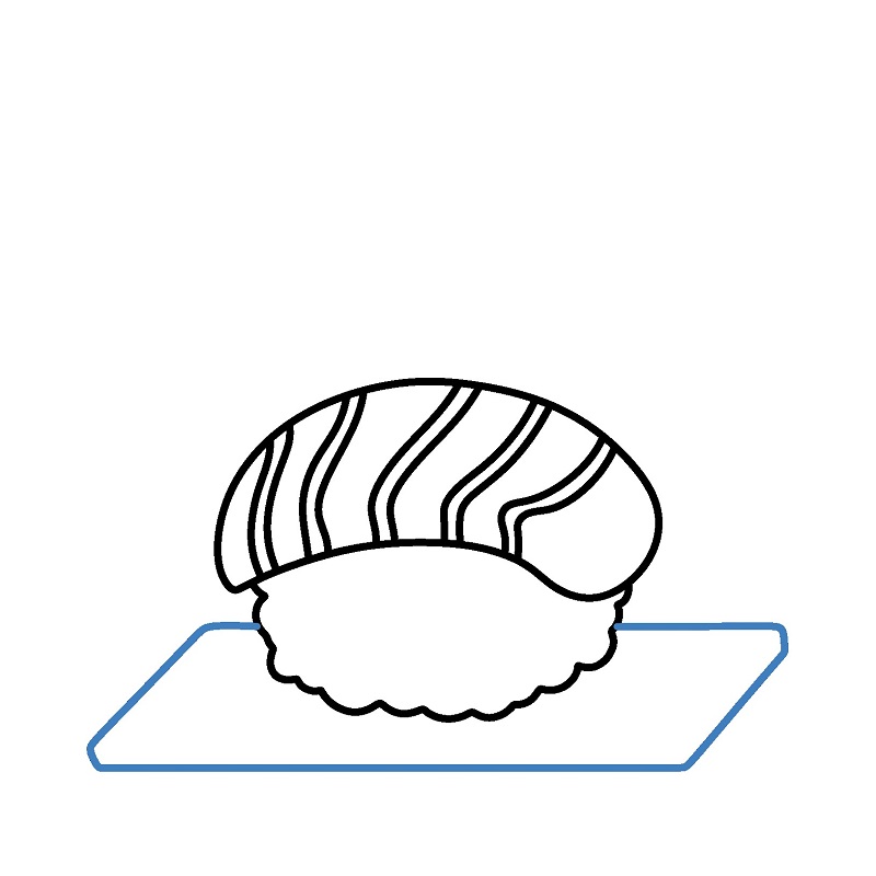 Hướng dẫn vẽ Sushi đang được trang trí trên đĩa. - Bước 4