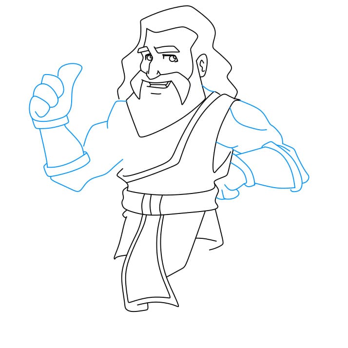 Hướng dẫn cách vẽ thần Jeus đơn giản và đẹp cho bé - Bước 5