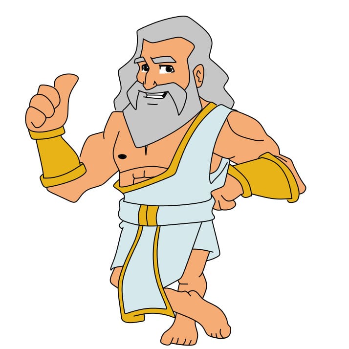 Hướng dẫn cách vẽ thần Jeus đơn giản và đẹp cho bé - Bước 8