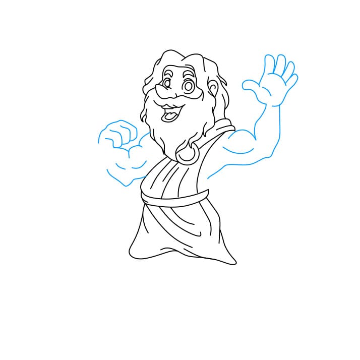 Hướng dẫn cách vẽ thần Jeus và tia sét đơn giản và đẹp cho bé - Bước 4