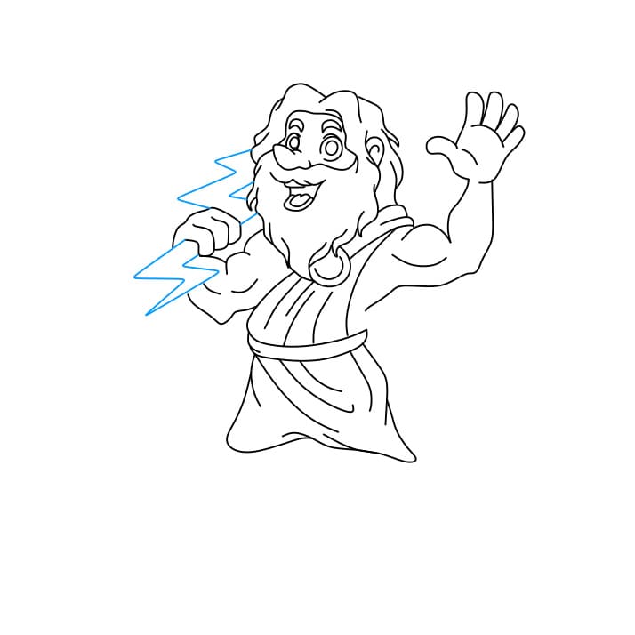 Hướng dẫn cách vẽ thần Jeus và tia sét đơn giản và đẹp cho bé - Bước 5