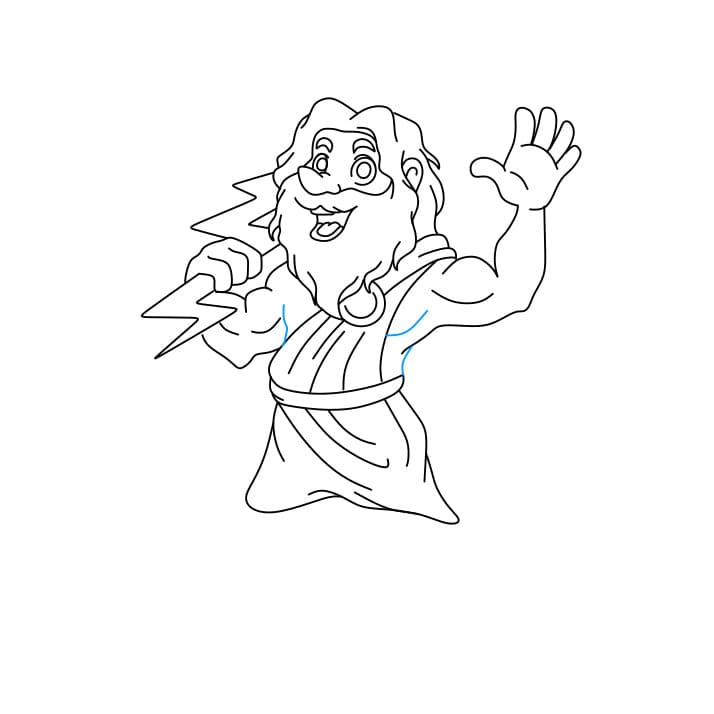 Hướng dẫn cách vẽ thần Jeus và tia sét đơn giản và đẹp cho bé - Bước 6