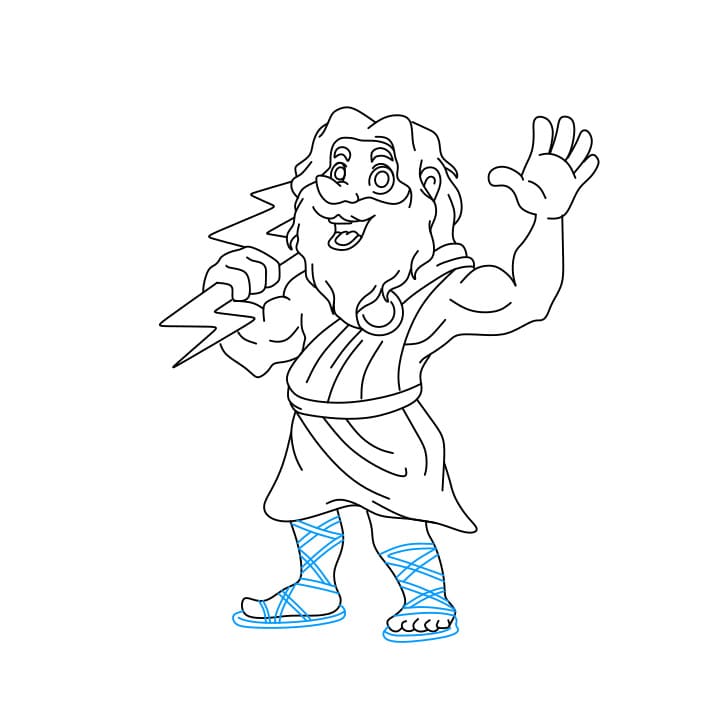 Hướng dẫn cách vẽ thần Jeus và tia sét đơn giản và đẹp cho bé - Bước 8