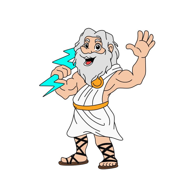 Hướng dẫn cách vẽ thần Jeus và tia sét đơn giản và đẹp cho bé